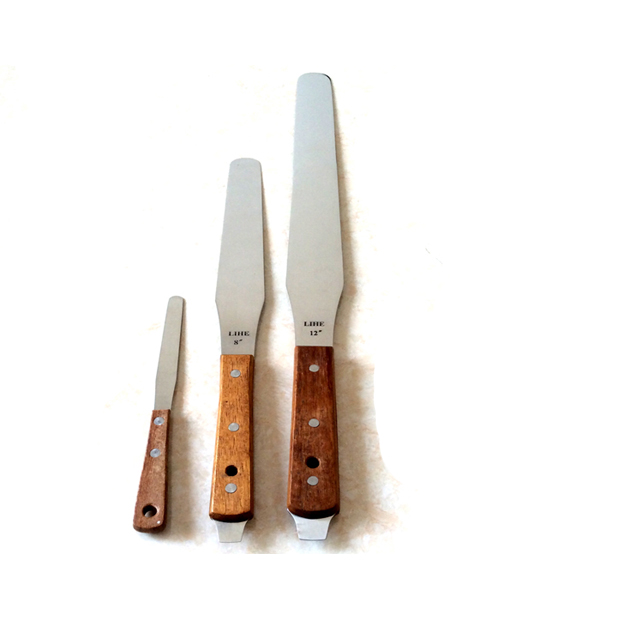 Wood handle stainless steel screen printing ink spatulas